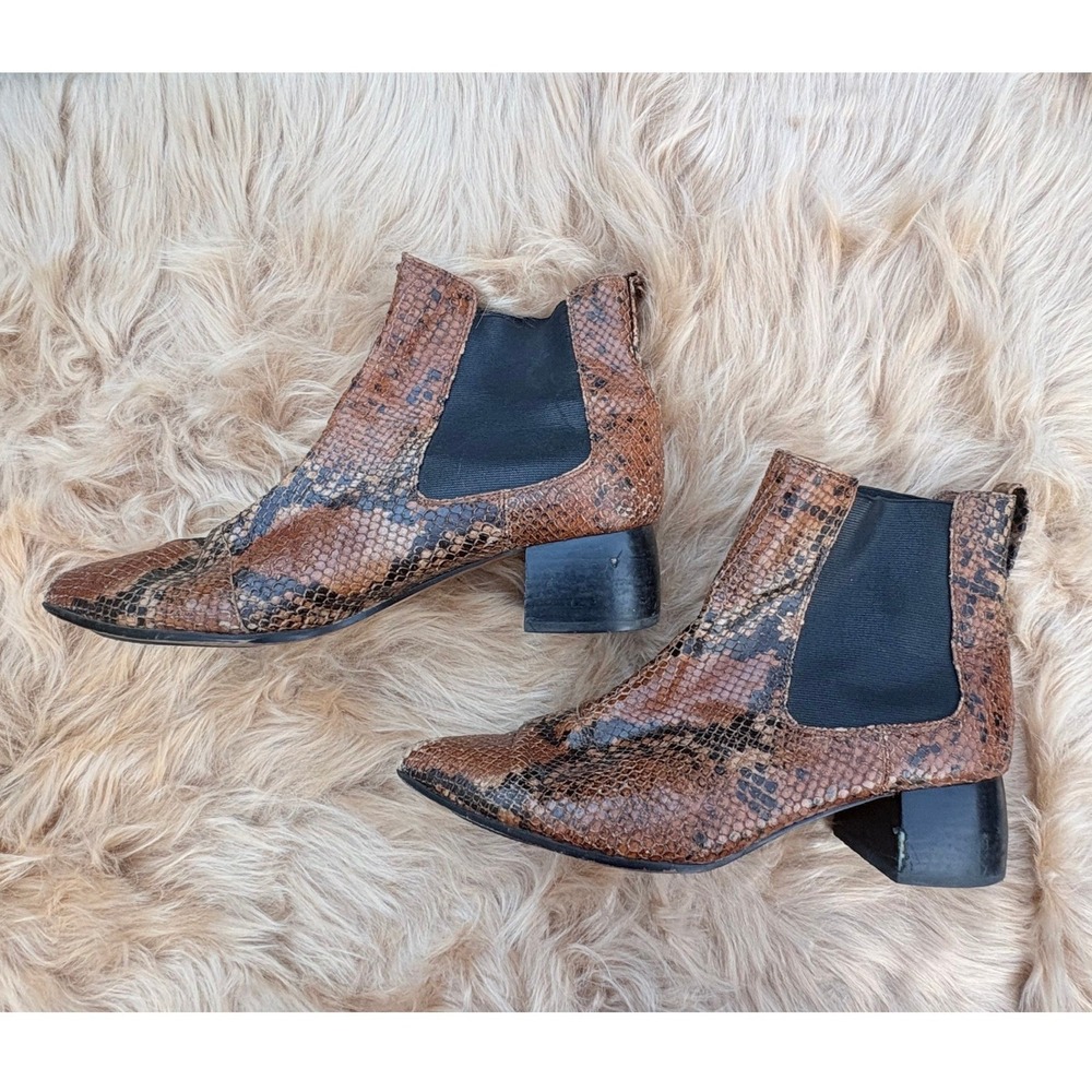 Brown Snakeskin Chelsea Ankle Boots Pointed Toe & Other Stories EU 39